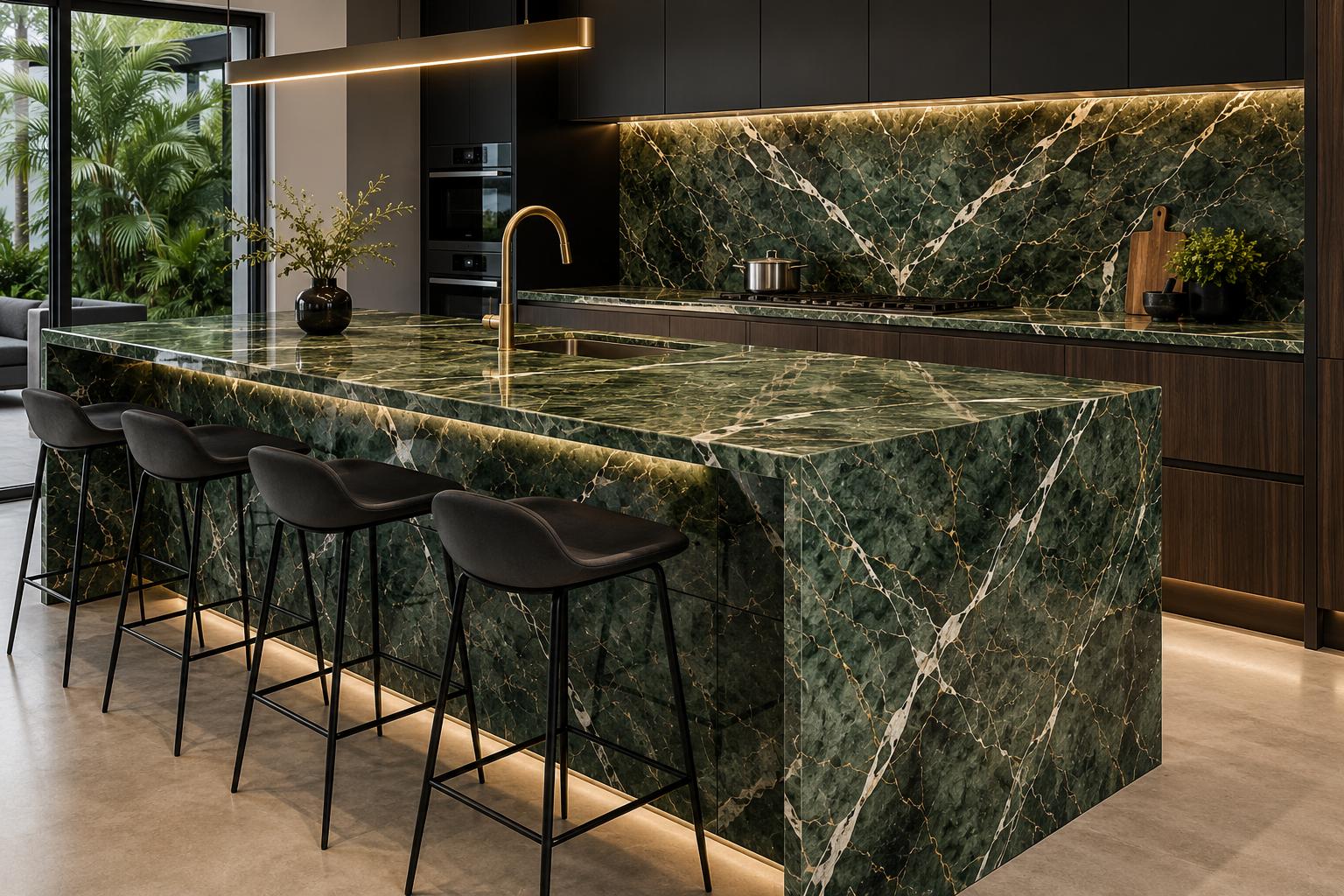 Modern white quartz kitchen benchtop